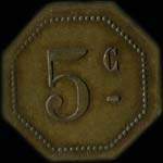 Jeton de 5 centimes émis par la Société Coopérative la Butineuse à Marseille (13000 - Bouches-du-Rhône) - revers