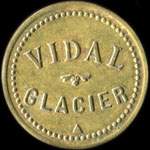 jeton de nécessité de 2 francs émis par Vidal - Glacier à Marseille (13000 - Bouches-du-Rhône) - avers