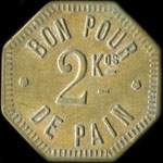 Jeton Bon pour 2 kg de pain �mis par L'Alliance Ouvri�re de Masni�res (59241 - Nord) - revers
