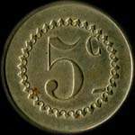 Jeton de 5 centimes �mis par Secours Mutuels - Verreries de Masni�res (59241 - Nord) - revers