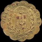 Jeton de 5 centimes 1917 �mis par Alquier Fr�res - Ville de Mazamet (81200 - Tarn) - avers