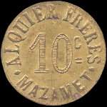 Jeton de 10 centimes 1917 type avec losanges �mis par Alquier Fr�res - Ville de Mazamet (81200 - Tarn) - revers