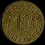 Jeton de 10 centimes 1917 type avec rosaces �mis par Alquier Fr�res - Ville de Mazamet (81200 - Tarn) - revers