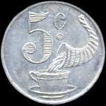 Jeton de 5 centimes �mis par la Br�lerie du Kursaal � Mazamet (81200 - Tarn) - revers