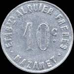 Jeton de 10 centimes 1922 �mis par les Etablissements Alquier Fr�res � Mazamet (81200 - Tarn) - revers