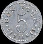 Jeton de 5 centimes �mis par le Grand Bazar du Tarn � Mazamet (81200 - Tarn) - revers