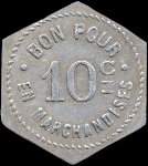 Jeton de 10 centimes avec chiffres de 6mm �mis par la Quincaillerie E.Anterrieu � Mazamet (81200 - Tarn) - revers