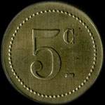 Jeton de 5 centimes �mis par le Caf� de la Poste - Melun (77000 - Seine-et-Marne) - revers