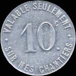 Jeton de 10 centimes �mis par les Dragages et Travaux Publics Georges Malgrain � Melun (77000 - Seine-et-Marne) - revers