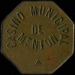 Jeton de 50 centimes �mis par le Casino Municipal de Menton (06500 - Alpes-Maritimes) - avers