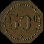 Jeton de 50 centimes �mis par le Casino Municipal de Menton (06500 - Alpes-Maritimes) - revers