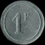 Jeton de 1 franc type 2 de la Cantine Besson du 146e R�giment d'Infanterie - revers