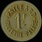 Jeton de 1 franc émis par Paillard - Bellevue Palace à Meudon (92190 - Hauts-de-Seine) - avers
