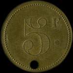 Jeton Saint-Jean de Dieu - (h�pital psychiatrique) - 5 francs - Lyon (69000 - Rh�ne) - revers