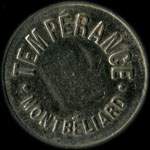 Jeton de n�cessit� de 15 centimes �mis par Temp�rance - Montb�liard (25200 - Doubs) - avers