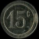 Jeton de n�cessit� de 15 centimes �mis par Temp�rance - Montb�liard (25200 - Doubs) - revers
