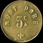 Jeton de 5 centimes émis par le Casino à Mont-Dore (63240 - Puy-de-Dôme) - revers