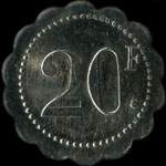 Jeton de 20 francs �mis par H.Fremy � Montereau (77130 - Seine-et-Marne) - revers