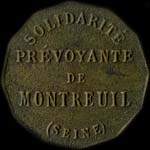Jeton de 1 franc �mis par la Solidarit� Pr�voyante de Montreuil (93100 - Seine-Saint-Denis) - avers