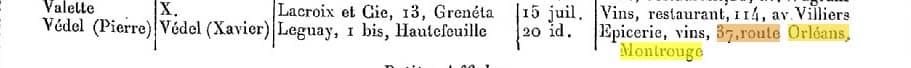 Cession d'un fonds de commerce d'�picerie, vins, au 37 Route d'Orl�ans � Montrouge publi�e dans les Archives Commerciales de la France du 8 juillet 1903