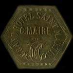 Jeton de 1 franc (avec monogramme CM) �mis par le Grand H�tel Saint Martin - C.Maire � Mont-Saint-Martin (54350 - Meurthe-et-Moselle) - revers