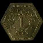Jeton de 1 franc (avec monogramme CM) �mis par le Grand H�tel Saint Martin - C.Maire � Mont-Saint-Martin (54350 - Meurthe-et-Moselle) - revers