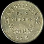 Jeton de 1 franc �mis par Grandvilliers - Pain - Viande - Bonneterie � Mormant (77720 - Seine-et-Marne) - avers