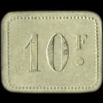 Jeton de n�cessit� 10 francs Coop�rative La Mine de Moutiers (54660 - Meurthe-et-Moselle) - revers