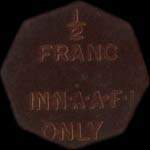 Jeton N.A.A.F.I. 1944 - 1/2 franc type 2 - revers