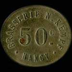 Jeton de 50 centimes �mis par la Brasserie N.Kempf � Nancy (54000 - Meurthe-et-Moselle) - avers