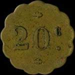 Jeton de 20 centimes �mis par la Grande Brasserie Lorraine � Nancy (54000 - Meurthe-et-Moselle) - revers