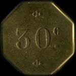 Jeton de 20 centimes avec chiffres de 5 mm �mis par la Grande Brasserie Lorraine � Nancy (54000 - Meurthe-et-Moselle) - revers