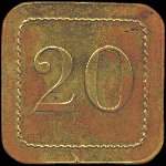 Jeton de 20 centimes �mis par la Grande Taverne de Nancy � Nancy (54000 - Meurthe-et-Moselle) - revers