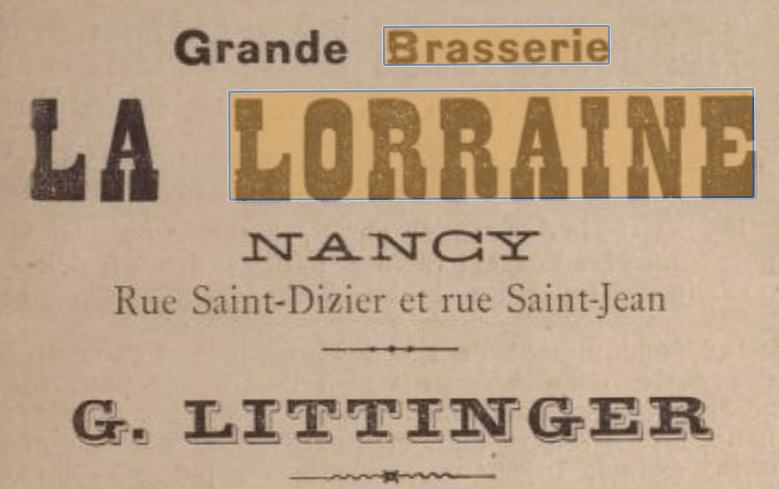 Publicit� pour la Grande Brasserie La Lorraine - Nancy - Rue Saint-Dizier et Rue Saint-Jean - G. Littinger parue dans le Cic�rone de Nancy en 1905