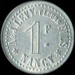 Jeton de 1 franc �mis par A & J. Levy et leurs fils - Nancy (54000 - Meurthe-et-Moselle) - revers