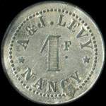 Jeton de 1 franc �mis par A & J. Levy - Nancy (54000 - Meurthe-et-Moselle) - revers