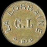 Jeton de 15 centimes �mis par La Lorraine - G.&nbsp;L (G.&nbsp;Littinger) � Nancy (54000 - Meurthe-et-Moselle) - avers