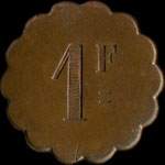 Jeton de 1 franc �mis par Munier Fr�res � Nancy (54000 - Meurthe-et-Moselle) - revers