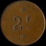Jeton de 2 francs �mis par Munier Fr�res � Nancy (54000 - Meurthe-et-Moselle) - revers