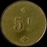 Jeton de 5 francs �mis par Munier Fr�res � Nancy (54000 - Meurthe-et-Moselle) - revers