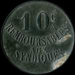 Jeton de 10 centimes �mis par le Syndicat des Ouvriers Coiffeurs de Meurthe-et-Moselle � Nancy (54000 - Meurthe-et-Moselle) - revers