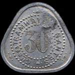Jeton de 30 centimes avec contremarque triangle émis par la Compagnie des Tramways de Nantes (44000 - Loire-Atlantique) - avers