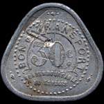 Jeton de 30 centimes avec contremarque triangle émis par la Compagnie des Tramways de Nantes (44000 - Loire-Atlantique) - revers