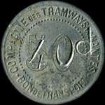 Jeton de 40 centimes surfrappé sur 50 centimes émis par la Compagnie des Tramways de Nantes (44000 - Loire-Atlantique) - avers
