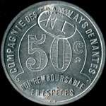 Jeton de 50 centimes type 1 émis par la Compagnie des Tramways de Nantes (44000 - Loire-Atlantique) - revers
