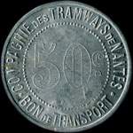 Jeton de 50 centimes type 2 émis par la Compagnie des Tramways de Nantes (44000 - Loire-Atlantique) - avers