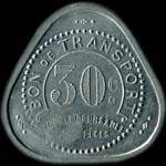 Jeton de 30 centimes avec contremarque ovale émis par la Compagnie des Tramways de Nantes (44000 - Loire-Atlantique) - revers