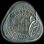 Jeton de 30 centimes avec contremarque ovale + contremarque d sur le c émis par la Compagnie des Tramways de Nantes (44000 - Loire-Atlantique) - avers
