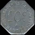 Jeton de 10 centimes type 1 émis par les Messageries de l'Ouest à Nantes (44000 - Loire-Atlantique) - avers