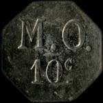 Jeton de 10 centimes type 2 émis par les Messageries de l'Ouest à Nantes (44000 - Loire-Atlantique) - revers